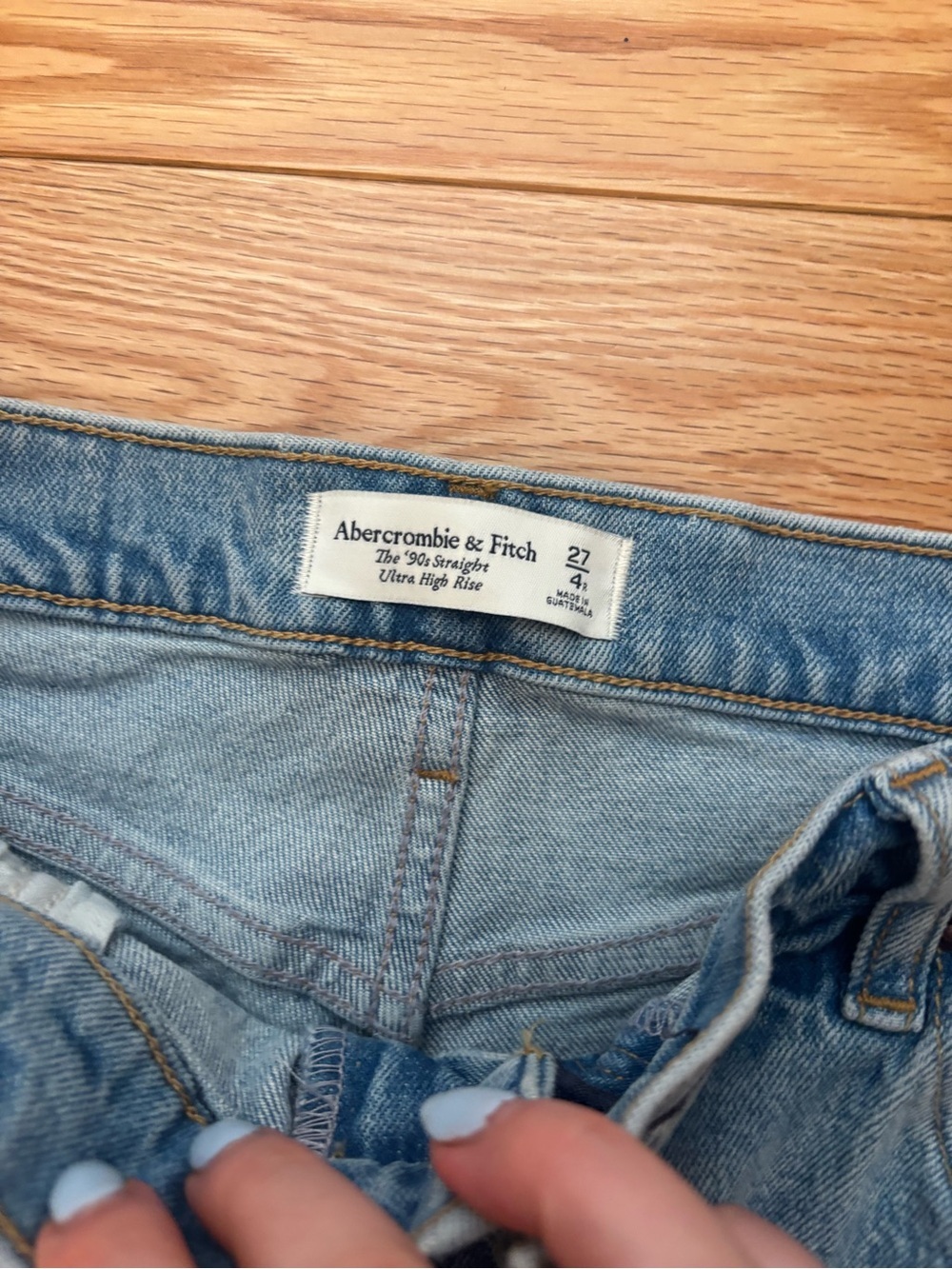 Abercrombie & Fitch Light Blue Distressed Straight-Leg Jeans - Picture 3 of 5